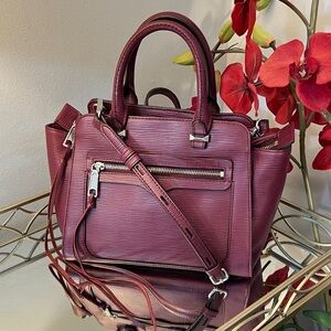 Rebecca Minkoff Micro Avery Burgundy Saffino Leather Satchel Crossbody Tote